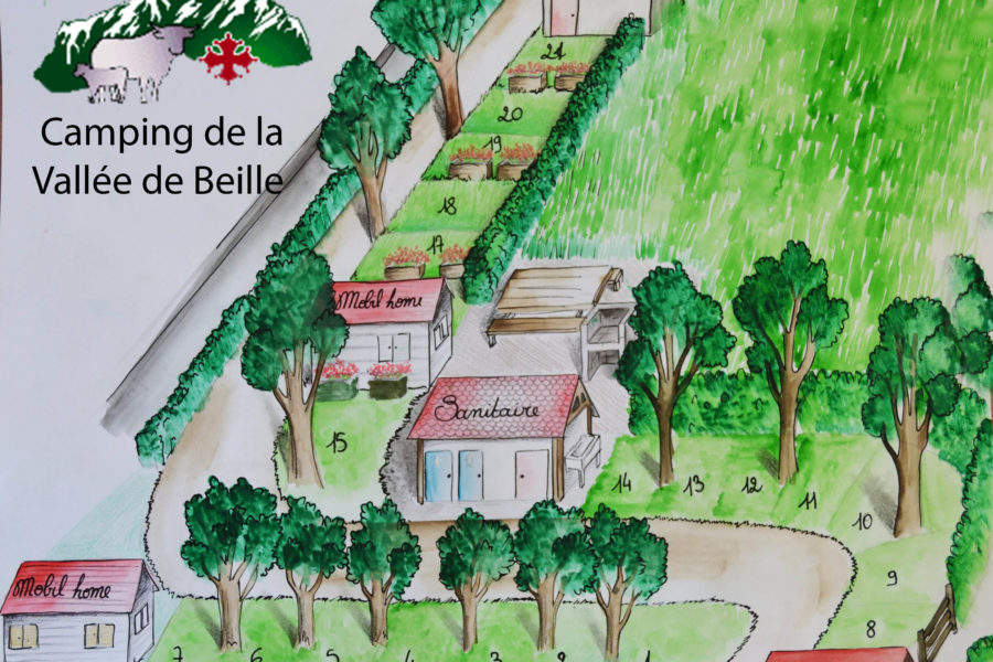 Plan du camping de la vallée de beille Ariège